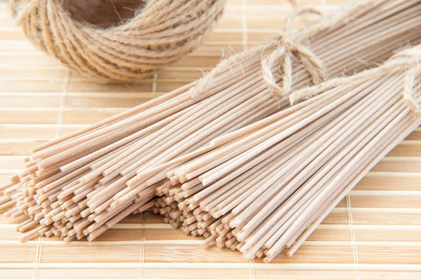Uncooked buckwheat noodles for pasta — Stock Photo, Image