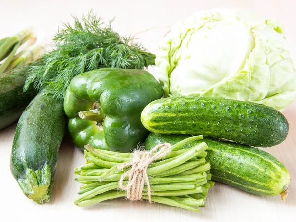 Assortment of fresh green vegetables for health — Stock Photo, Image