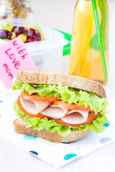 Bento lunch voor uw kind in school, doos met een gezonde sandwic — Stockfoto
