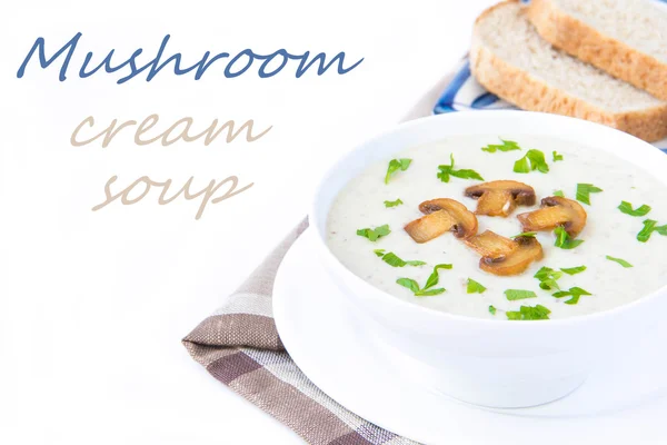 Zachte kaas crème soep met paddestoelen en groenten — Stockfoto
