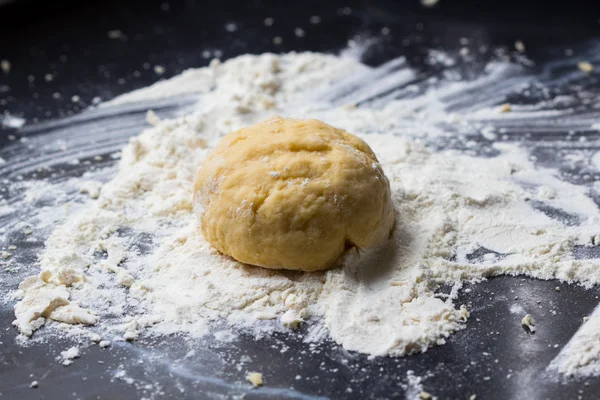 Mixed dough for Italian pasta or pizza — Stock Photo, Image