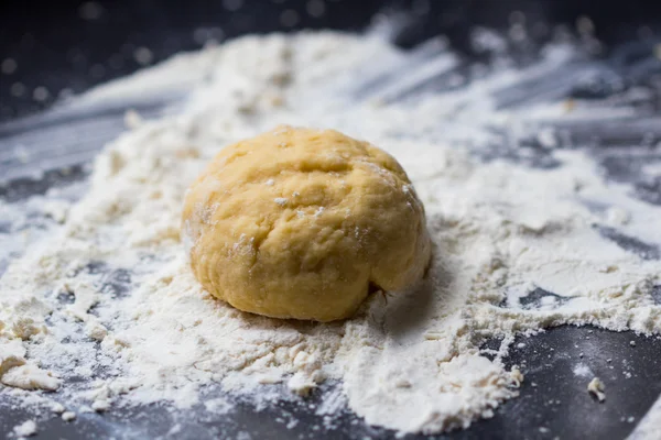 Mixed dough for Italian pasta or pizza — Stock Photo, Image