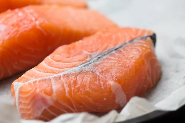 Fresh raw steak fillet of red fish salmon — Stock Photo, Image