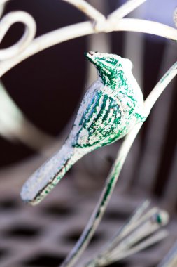 eski püskü Beyaz Emaye, antika dekoru kuş demir dövme