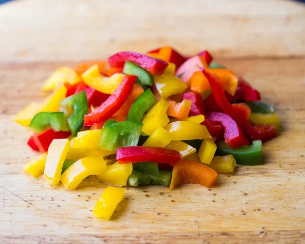 Cuted mixed colorful peppers paprica — Stock Photo, Image