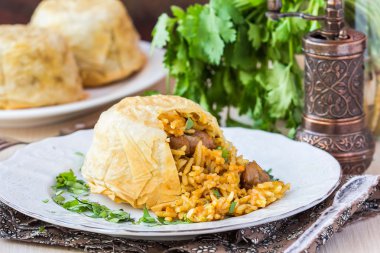 oryantal Şah pilav, pilav, plov, filo etli pilav