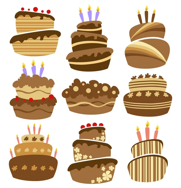 抽象的生日蛋糕设置 — 图库矢量图片
