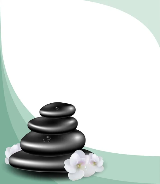 Achtergrond met spa stenen en witte bloem — Stockvector