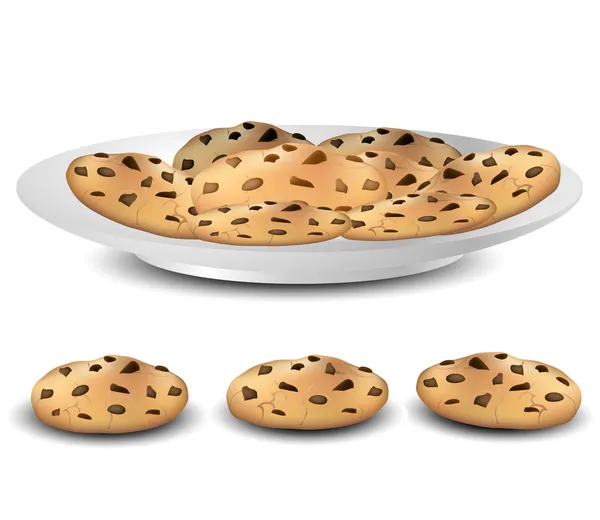 Galletas en un plato — Vector de stock