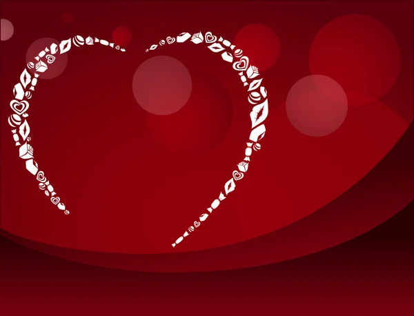 Rode valentine ansichtkaart met hart silhouet — Stockvector