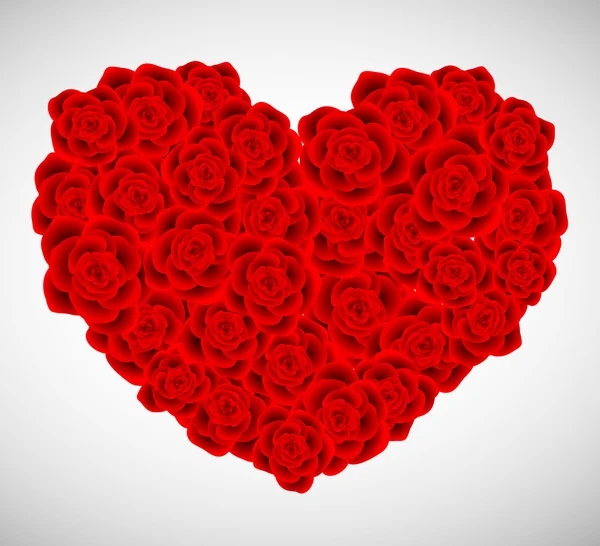 Corazón de San Valentín hecho de rosas — Vector de stock