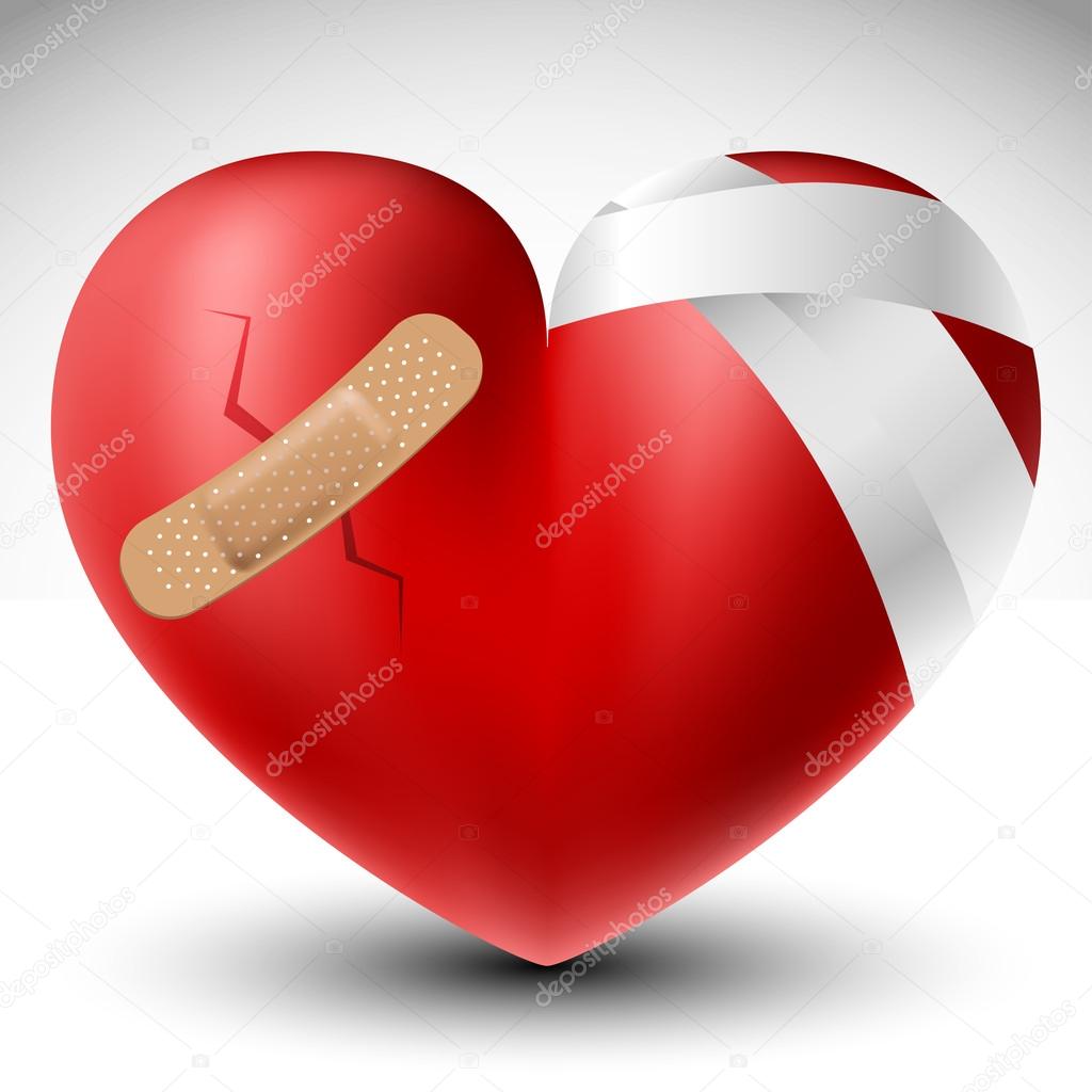 Broken heart with bandage