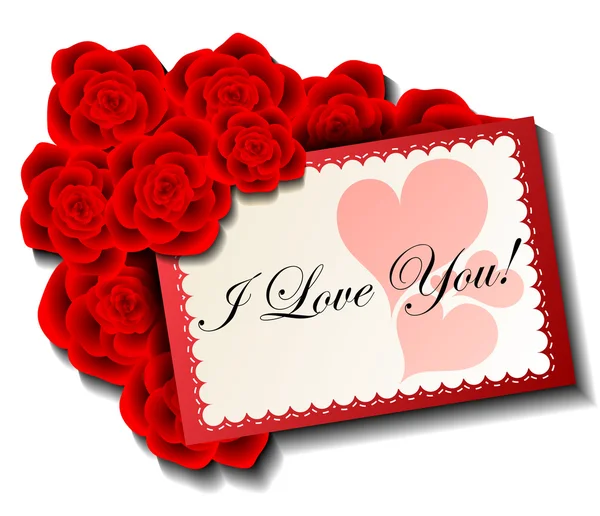 Valentijn kaart met roos — Stockvector