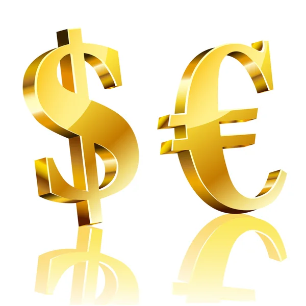 3D dolar ve euro simgesi — Stok Vektör