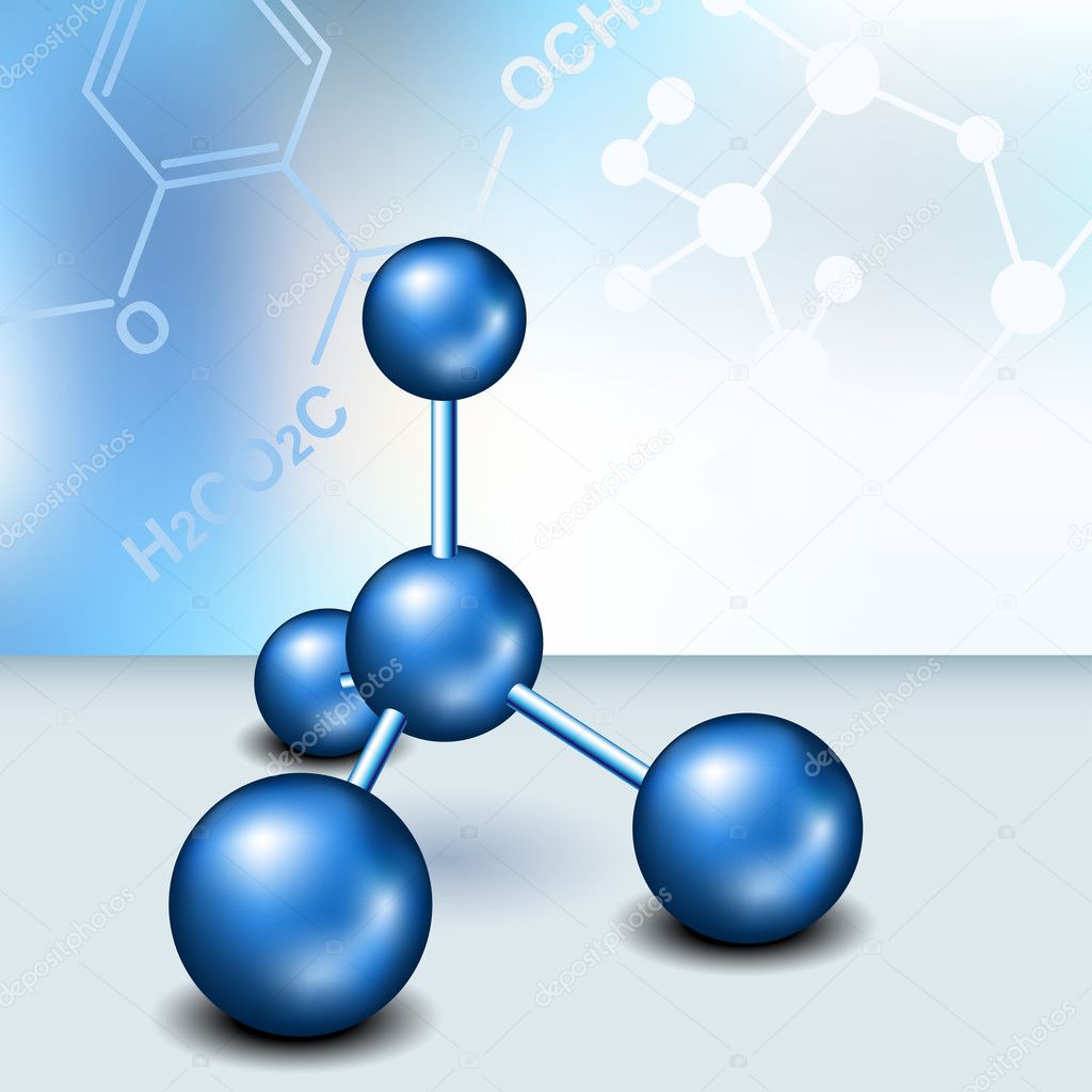 Chemistry background with blue molecule