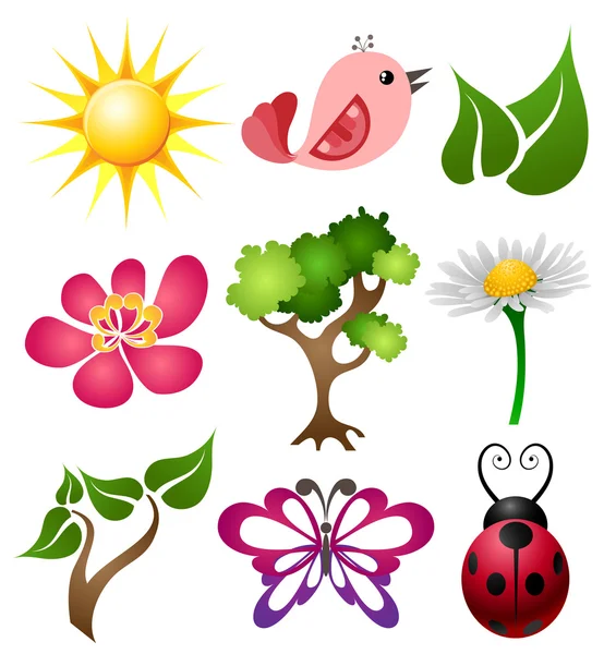Ensemble de symboles de printemps — Image vectorielle
