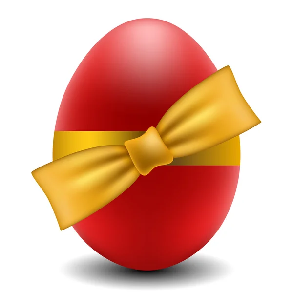 Huevo de Pascua rojo con lazo amarillo — Vector de stock