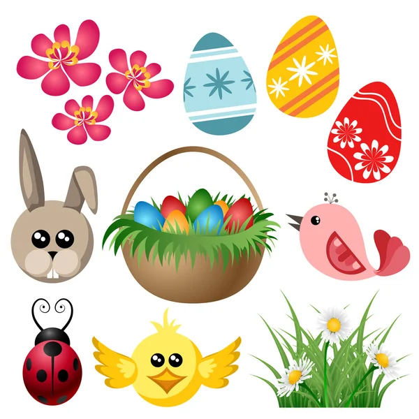 Set de símbolos de Pascua — Vector de stock