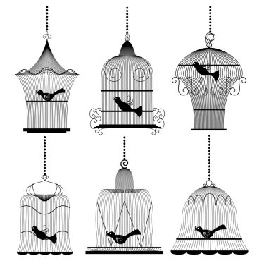 Vintage kuş kafesi seti