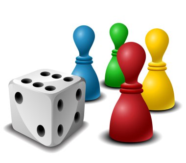 Board game figures with dice clipart