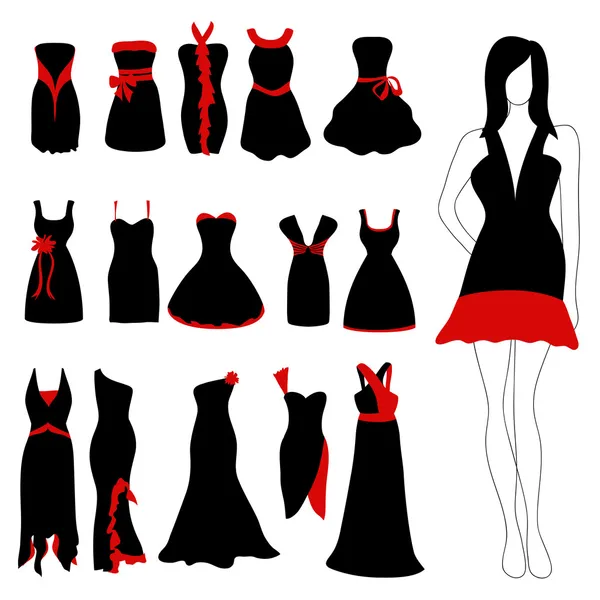 Mujer vestido conjunto — Vector de stock