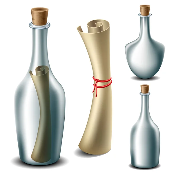 Message in the bottle set — Stockvector