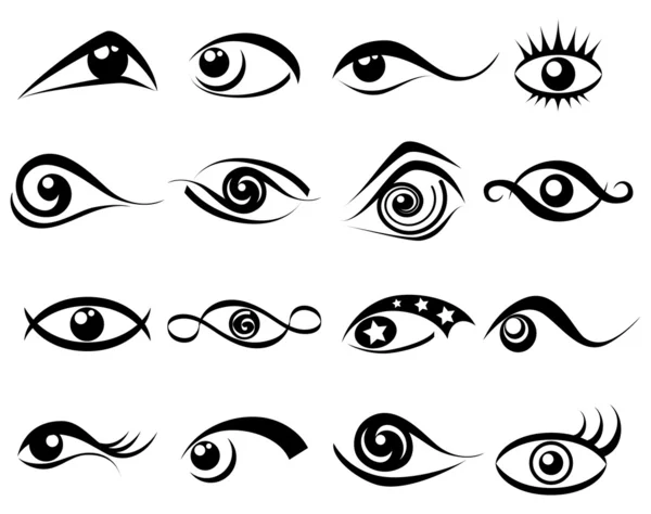 Abstrakte Augensymbole gesetzt — Stockvektor