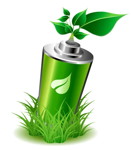 Οικολογία μπαταρία με φύλλα — Διανυσματικό Αρχείο