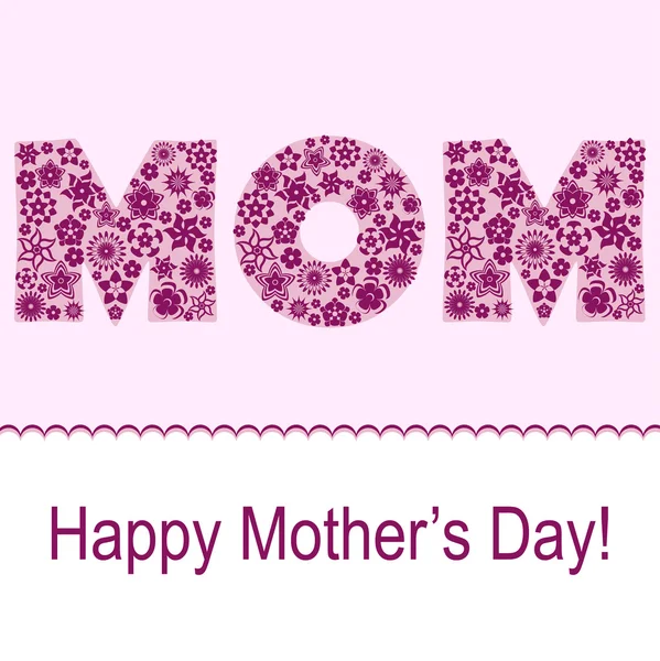 Cartão de dia das mães com conjunto de símbolo de flor — Vetor de Stock