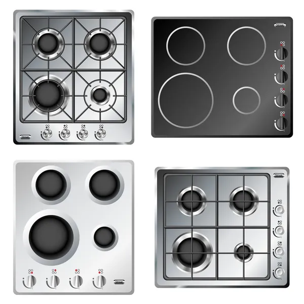 Kitchen stove hob set — Stock Vector