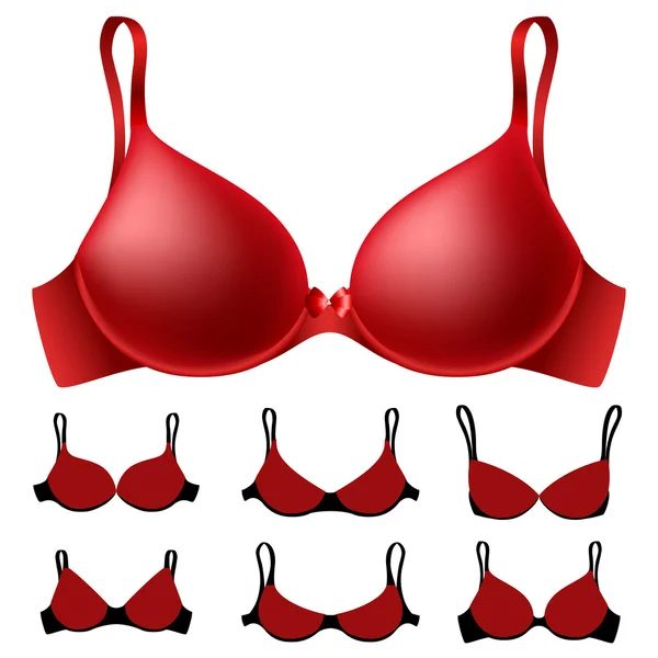 Conjunto de sutiã vermelho — Vetor de Stock