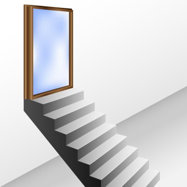 Open door with stairs vector Open door with stairs vector