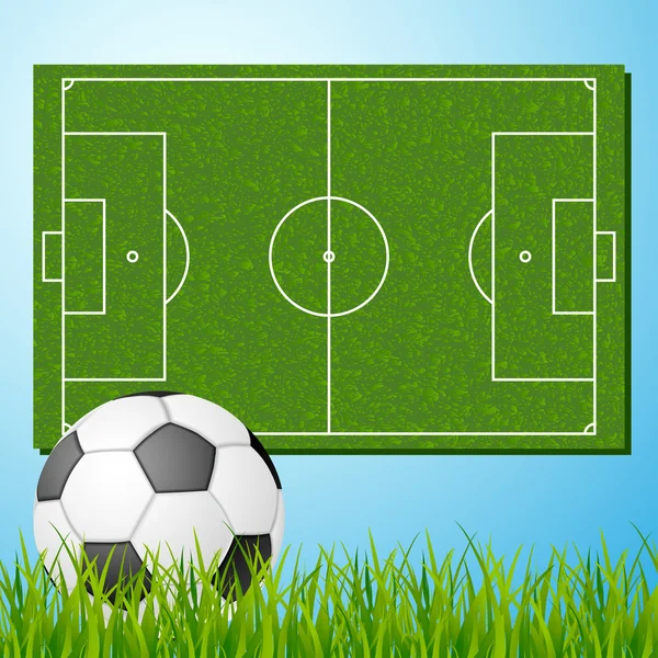 Fotbollsplan med boll — Stock vektor