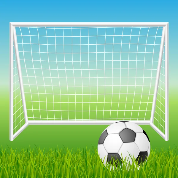 Football goal with ball — Stock Vector