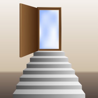 Stairs leading to an open door vector Stairs leading to an open door vector