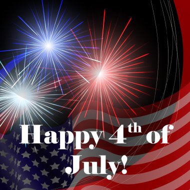 July 4 card with fireworks clipart