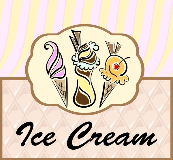 Text frame with abstract ice cream symbols — Stock Vector
