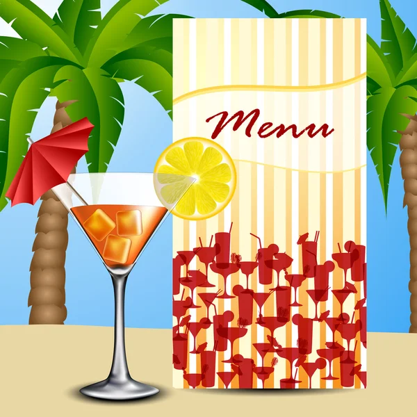 Menu with cocktail — Stock Vector