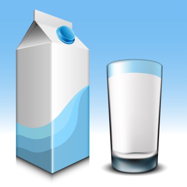 Milk carton with glass clipart