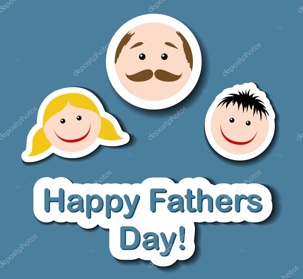 Fathers day card with cartoon sticker heads