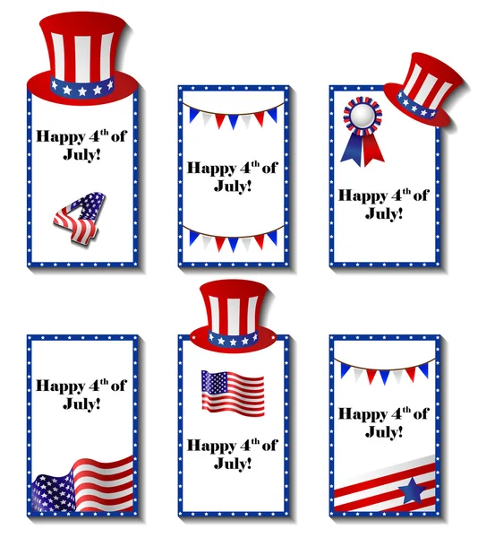 July 4 patriotic card set — Stock Vector