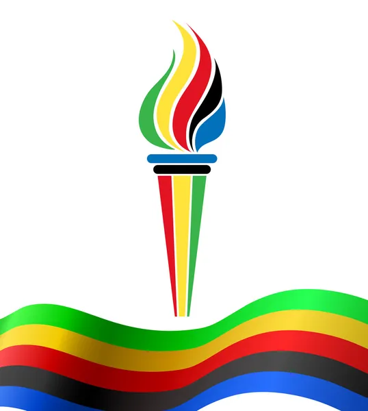 Olympic torch symbol with flag — Stok Vektör