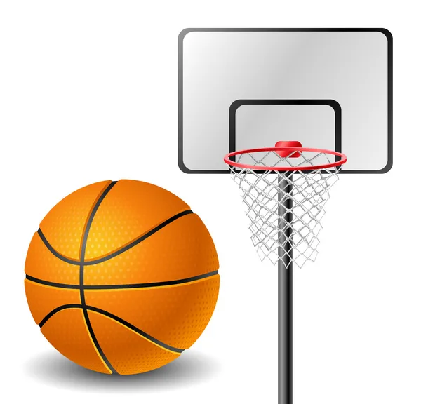 Basketball ball and basket — Stock Vector