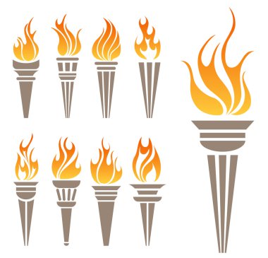 Torch symbol set clipart