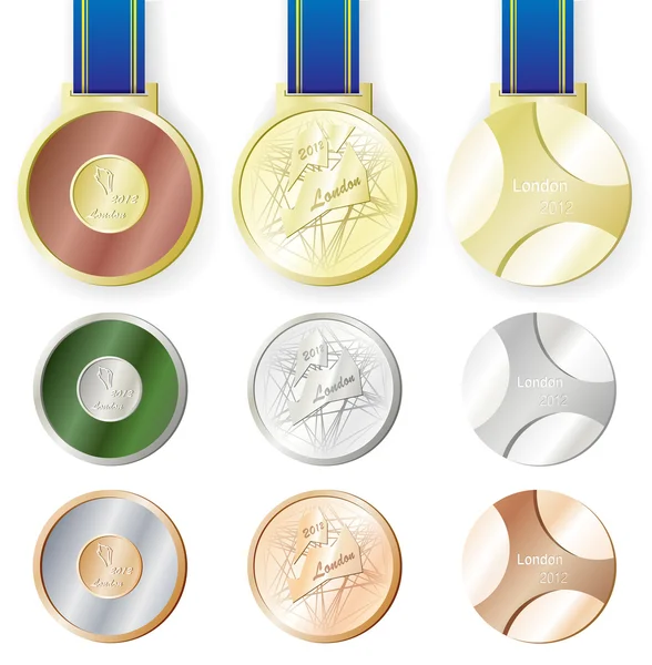 올림픽 메달 세트 2012 — 스톡 벡터