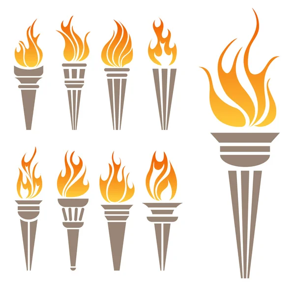 Факел встановити символ Ліцензійні Стокові Ілюстрації