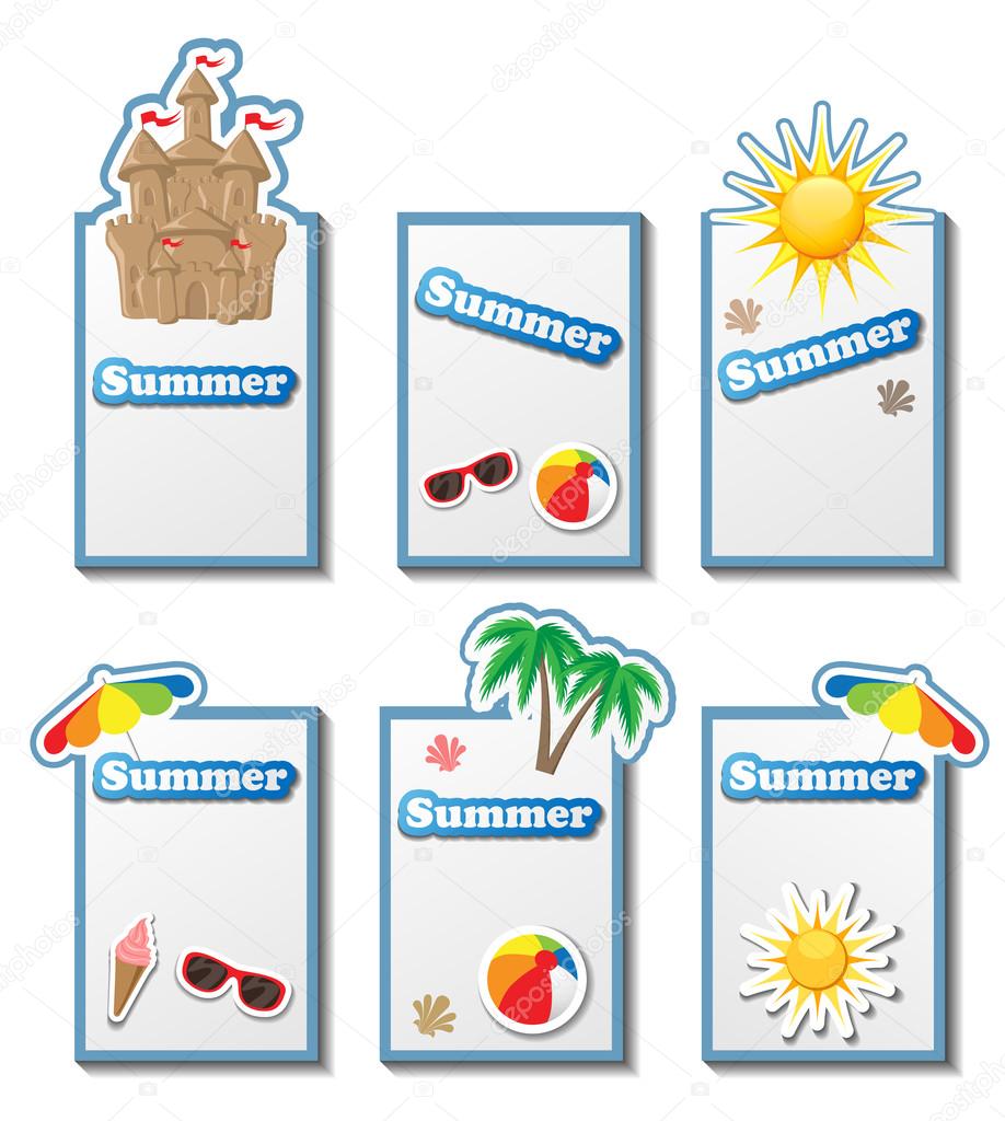 Summer card set with stickers