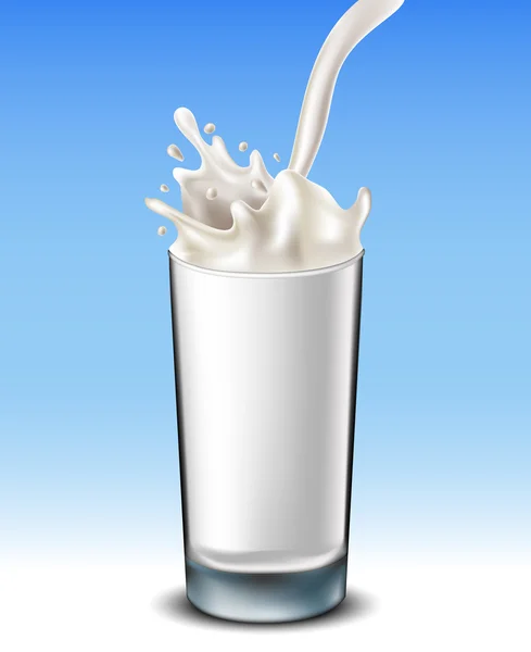 Verre avec éclaboussures de lait — Image vectorielle