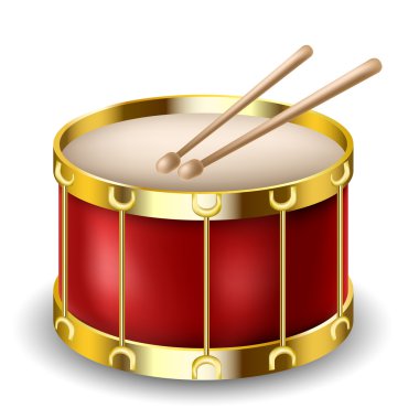 Red drum and drumsticks clipart