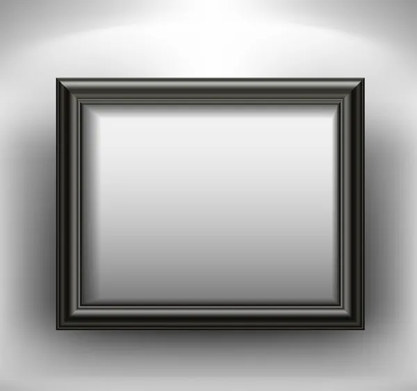 Duvarda boş siyah resim çerçevesi — Stok Vektör
